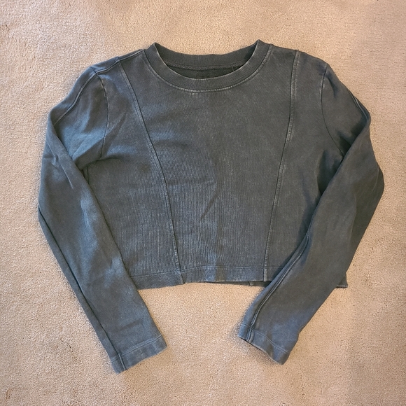 Zara Cropped Acid Wash Crewneck - Picture 1 of 3